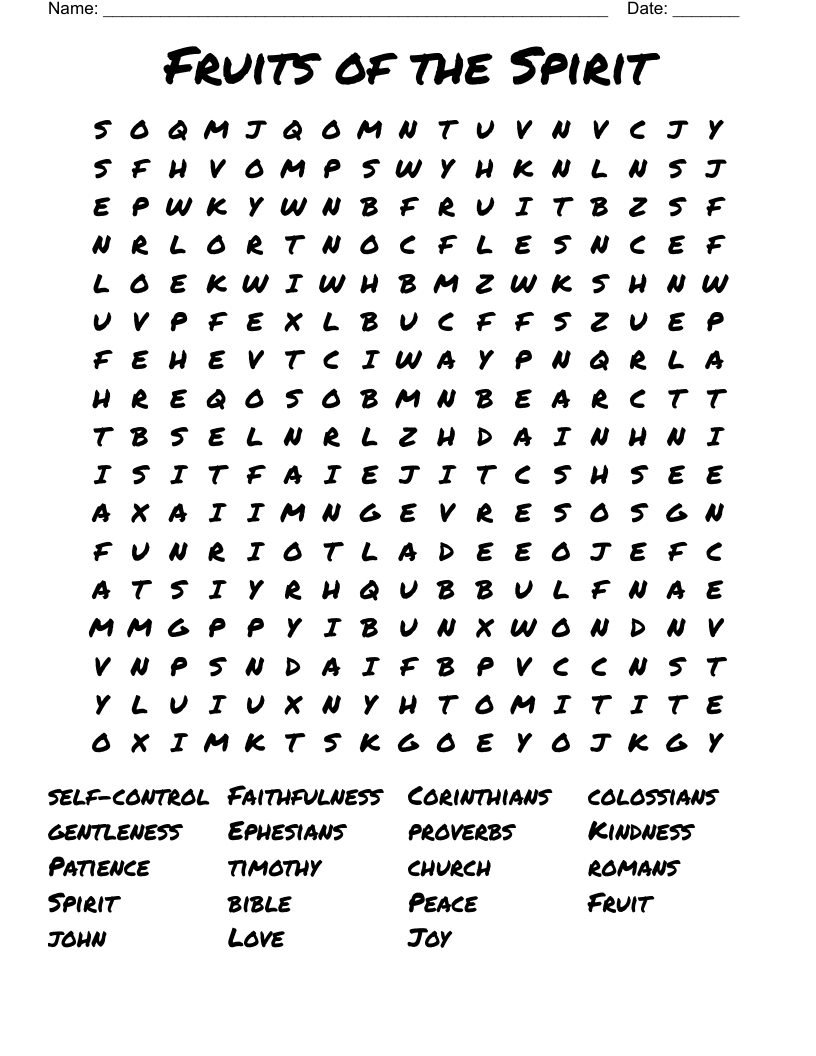 Fruits Of The Spirit Word Search - Wordmint regarding Free Printable Fruit of the Spirit Word Search