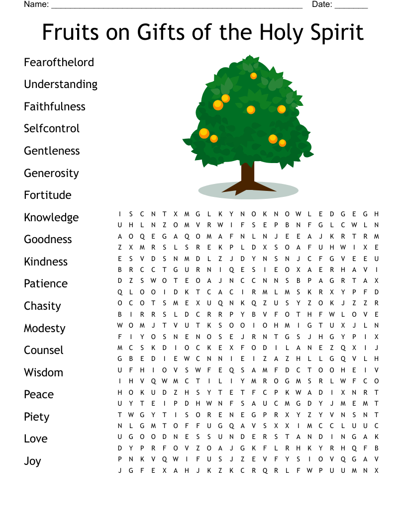 Fruits On Gifts Of The Holy Spirit Word Search - Wordmint within Free Printable Fruit Of The Spirit Word Search