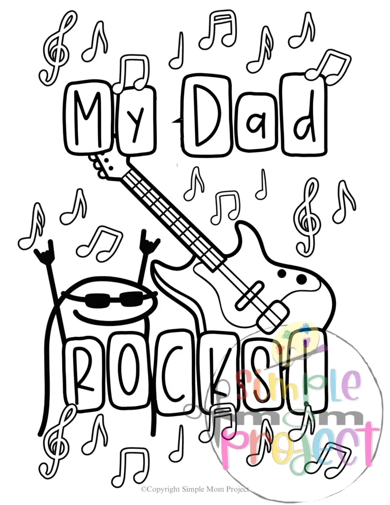 Fun And Free My Dad Rocks Printable Coloring Page – Simple Mom Project regarding My Dad Rocks Free Printable