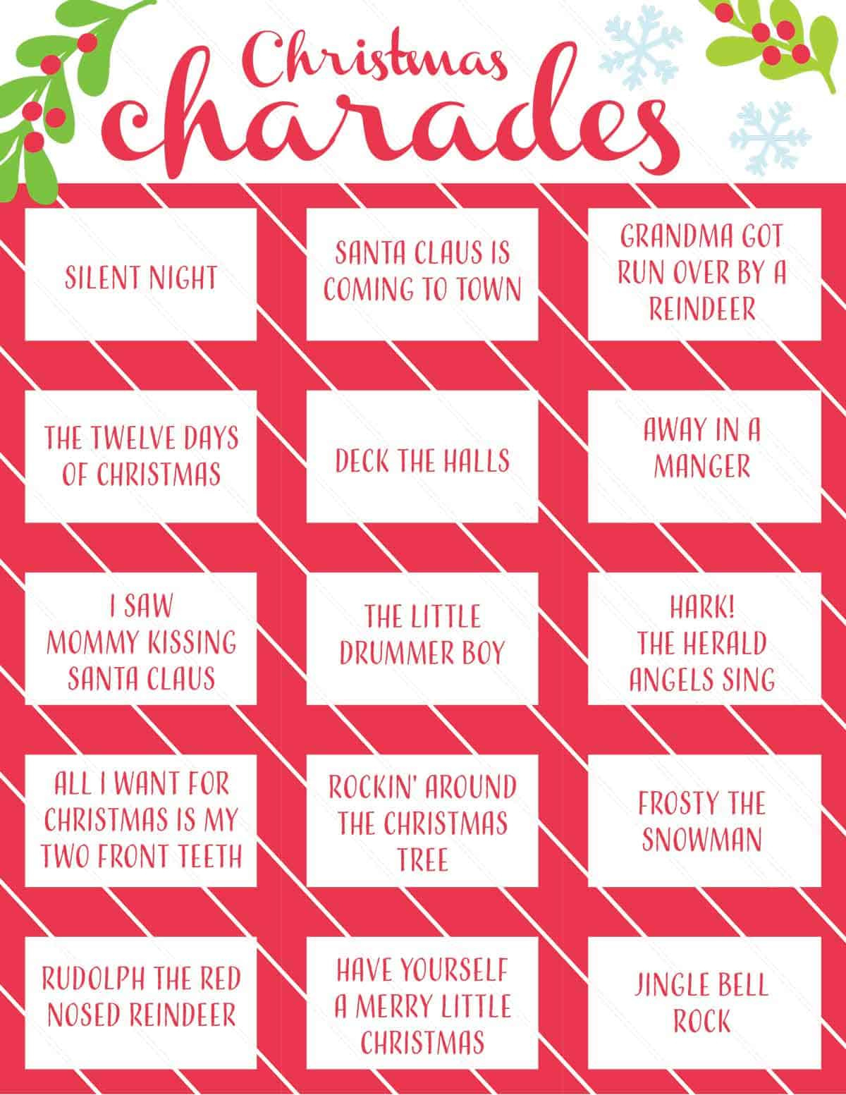 Fun Christmas Charades (Free Printable Game) | Skip To My Lou within Free Printable Charades List