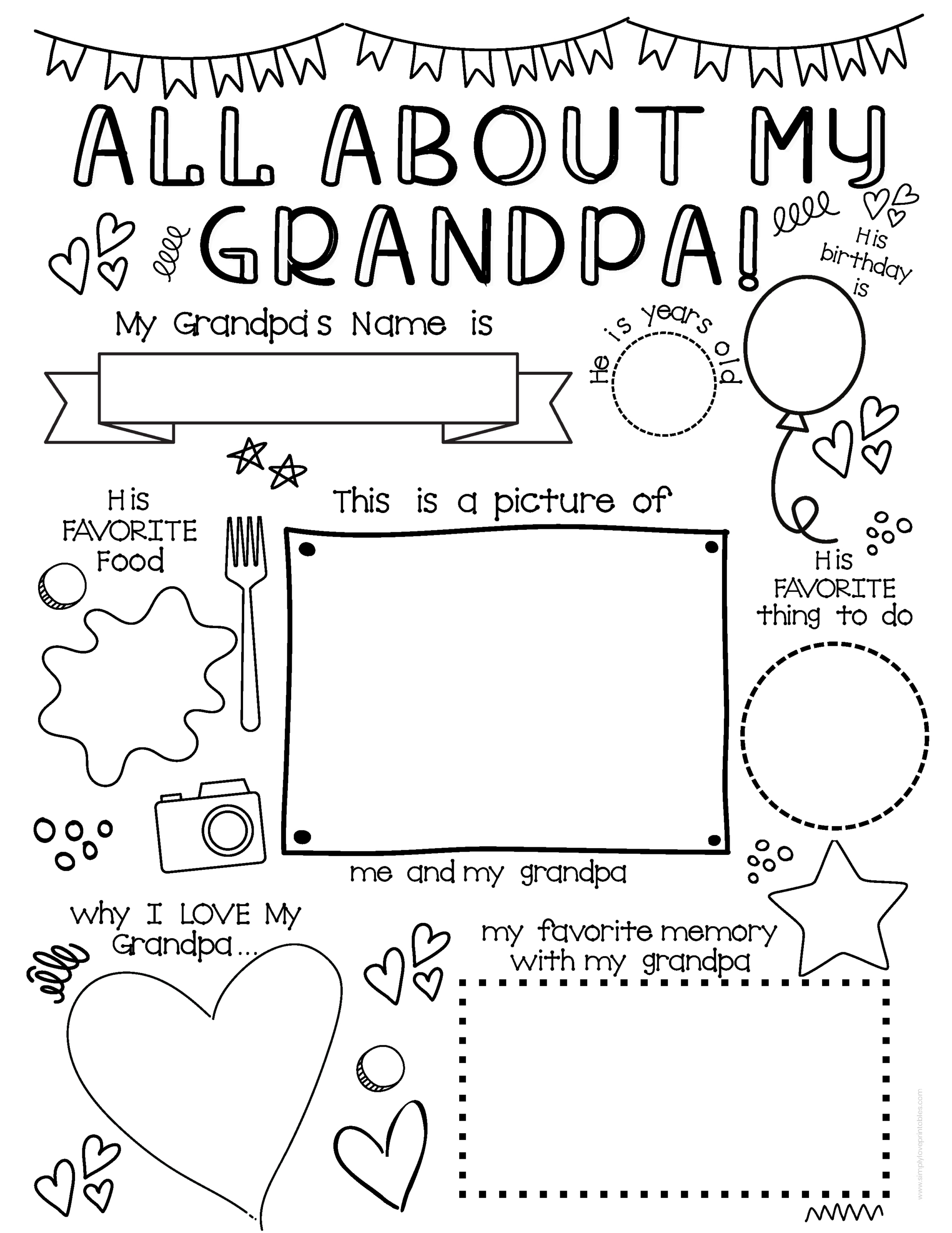 Fun Printables To Celebrate Father&amp;#039;S Day | Simply Love Printables pertaining to All About My Grandpa Free Printable