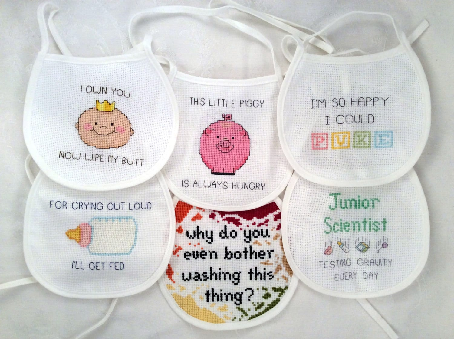 funny baby bib cross stitch pattern bundle pack pdf pattern throughout free printable cross stitch baby bib patterns Funny Baby Bib Cross Stitch Pattern Bundle Pack, Pdf Pattern throughout Free Printable Cross Stitch Baby Bib Patterns