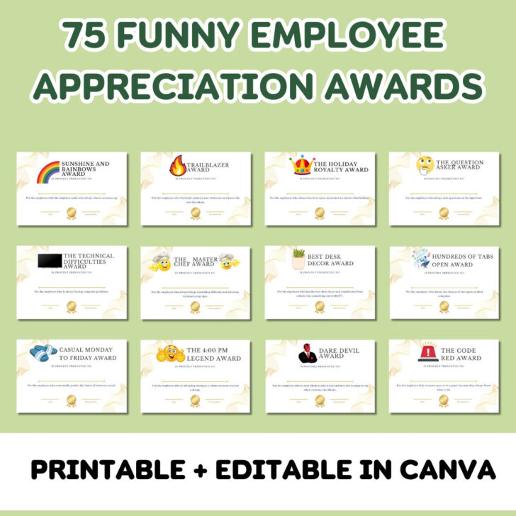 Funny Awards For Employees Free Printables