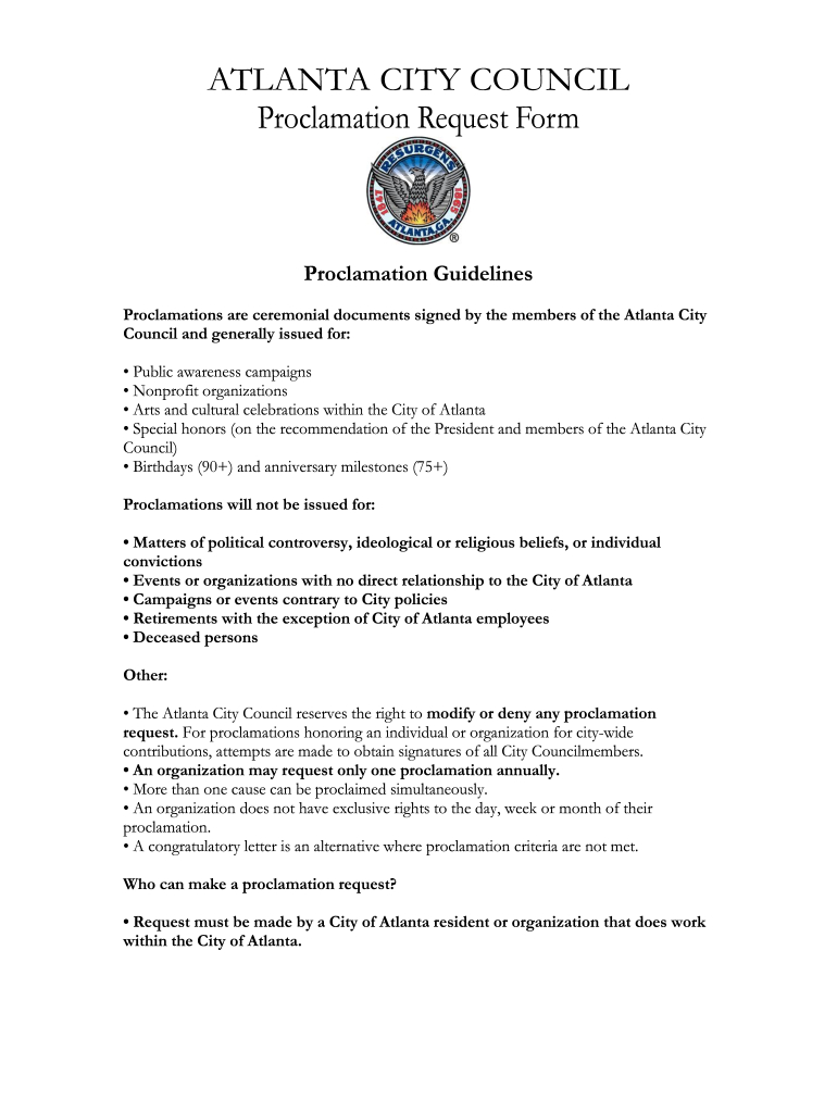 Ga Proclamation Request Form - Fill Online, Printable, Fillable regarding Proclamation Templates Free