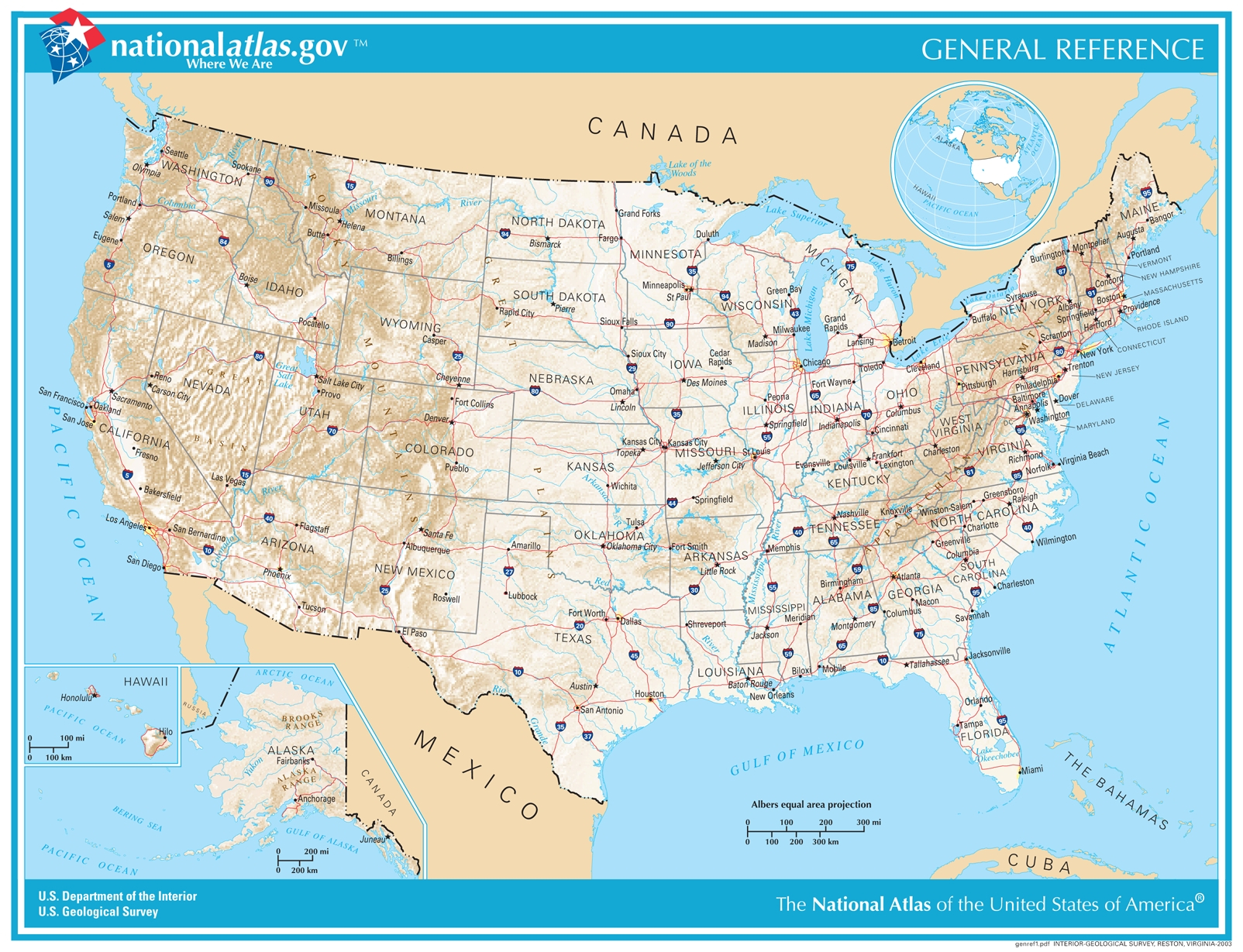 General Reference Printable Map | U.s. Geological Survey inside Free Printable USA Maps