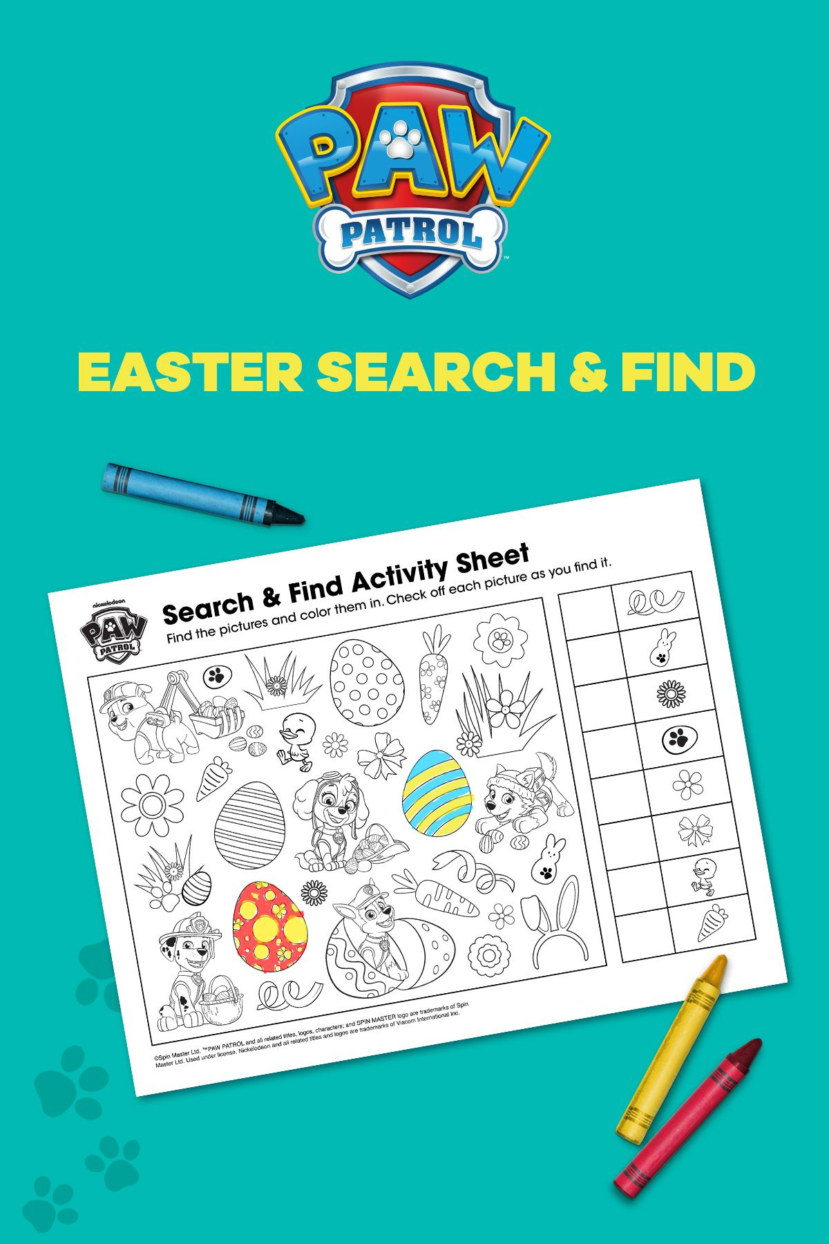 Get Hoppy With This Paw Patrol Easter Search &amp;amp; Find in Free Printable Paw Patrol Easter Activities