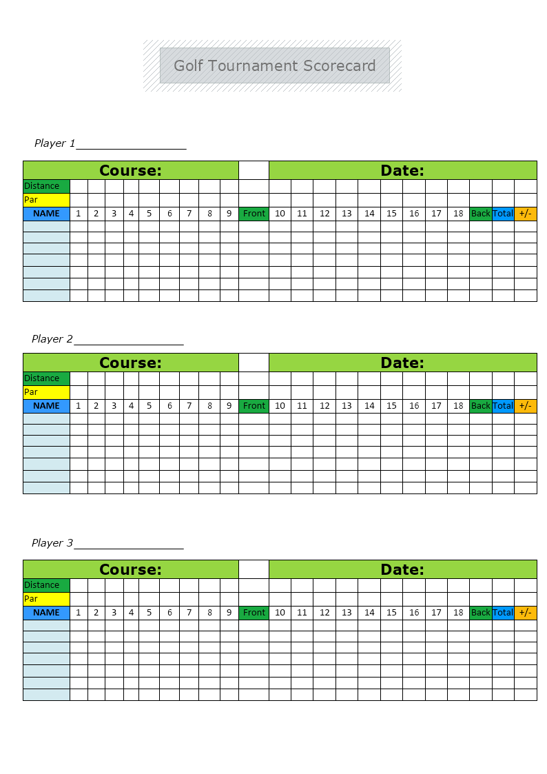Golf Tournament Scorecard Template | Mydraw intended for Free Printable Golf Scorecard Template