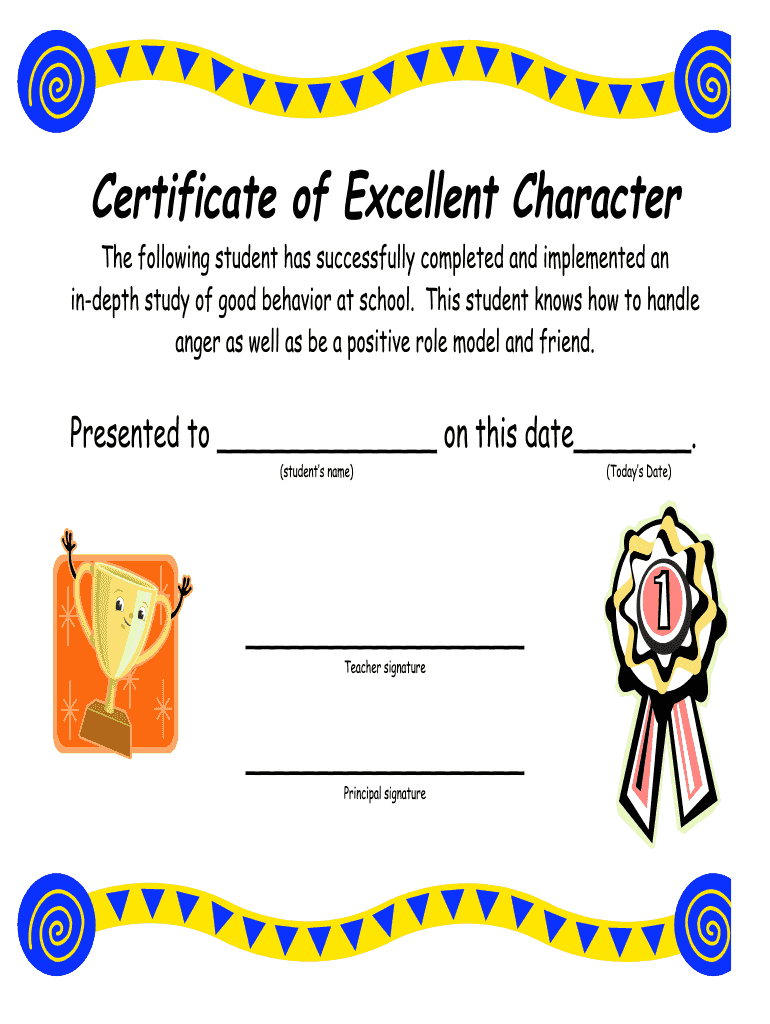 Good Character Certificate - Fill Online, Printable, Fillable with regard to Free Printable Good Behavior Certificates