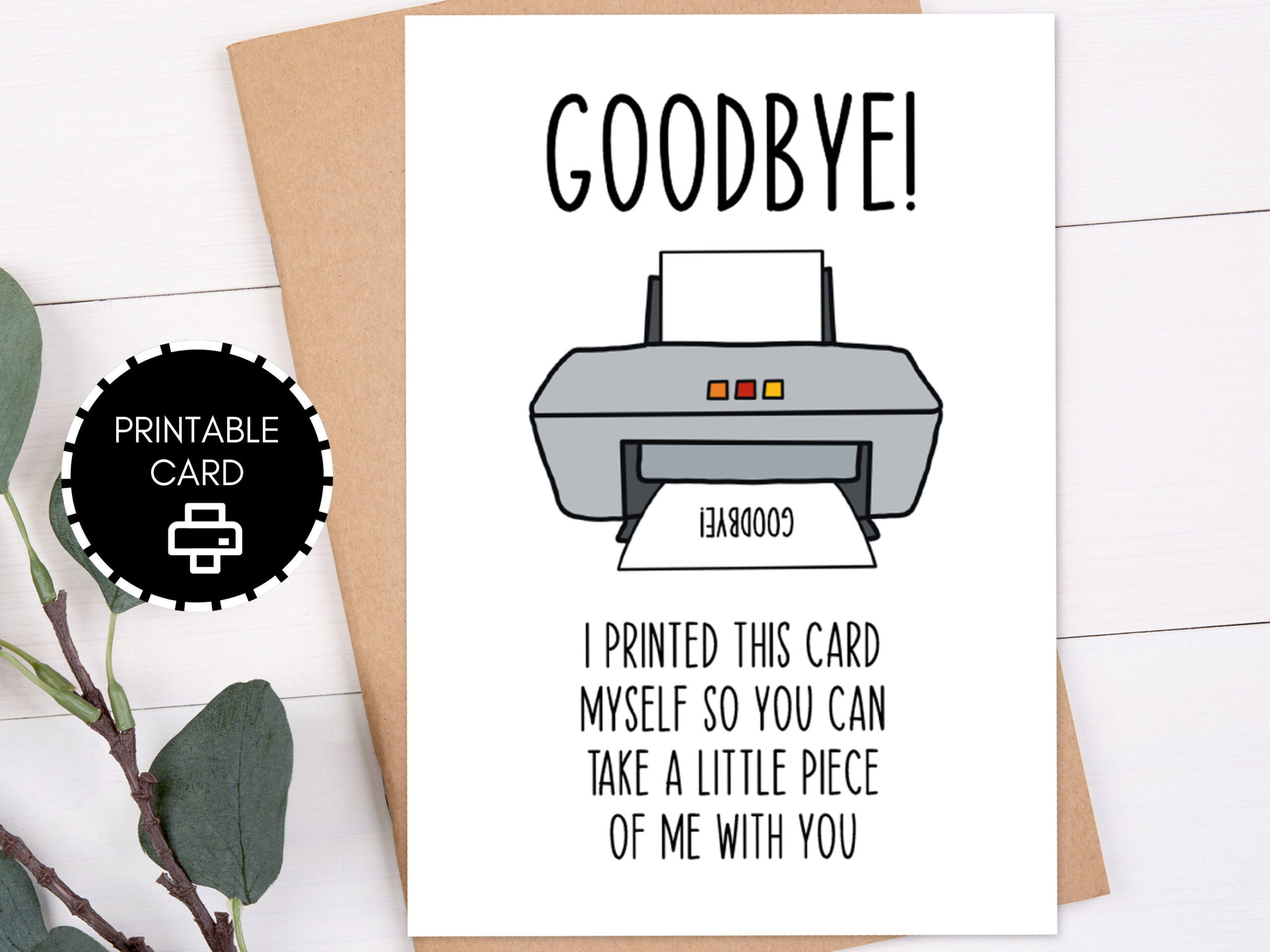 Goodbye Card Printable, Funny Goodbye Farewell Gift, 5X7 Card With inside Free Printable Funny Goodbye Cards For Coworkers