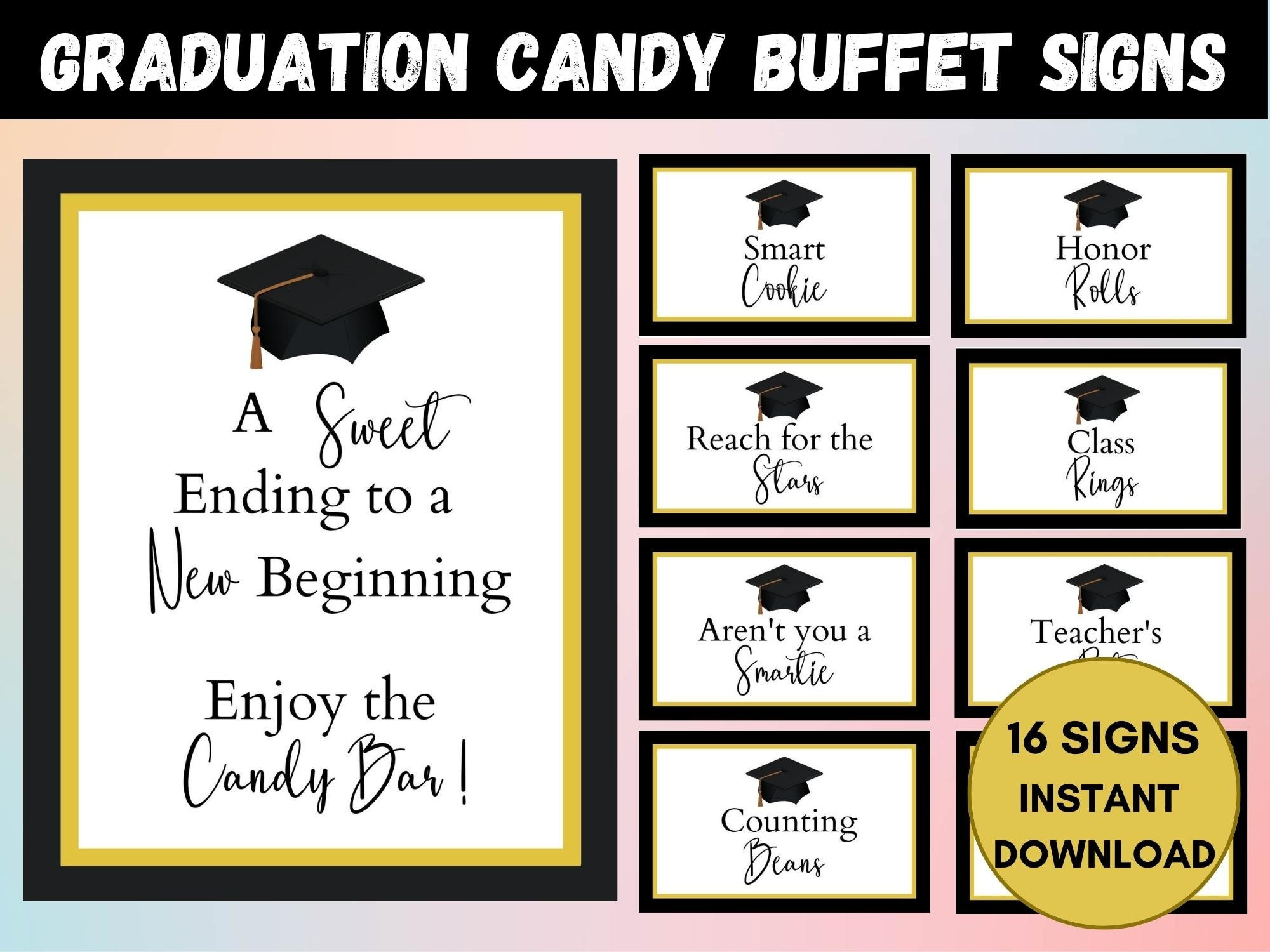 Graduation Candy Bar, Grad Party Favors, Candy Buffet Signs, Candy intended for Graduation Candy Buffet Free Printables