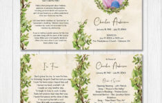 Greenery Vine Wreath Funeral Program Template, Printable inside Free Printable Celebration of Life Program Template