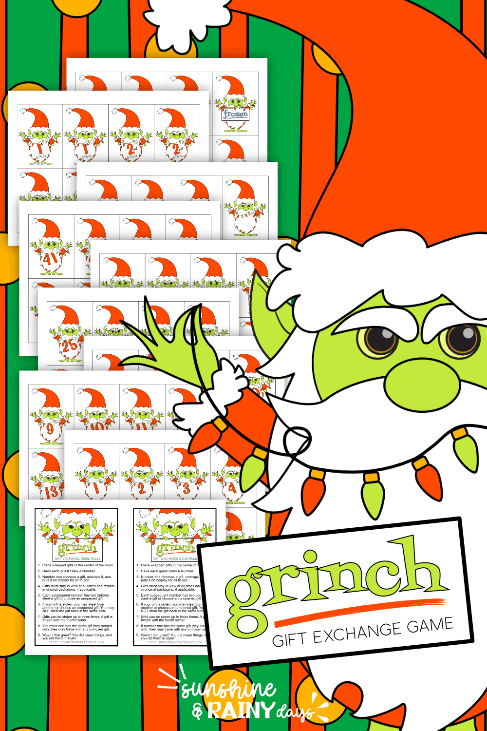 grinch gift exchange game rules and numbers sunshine and rainy days throughout white elephant number generator printable Grinch Gift Exchange Game Rules And Numbers - Sunshine And Rainy Days throughout White Elephant Number Generator Printable