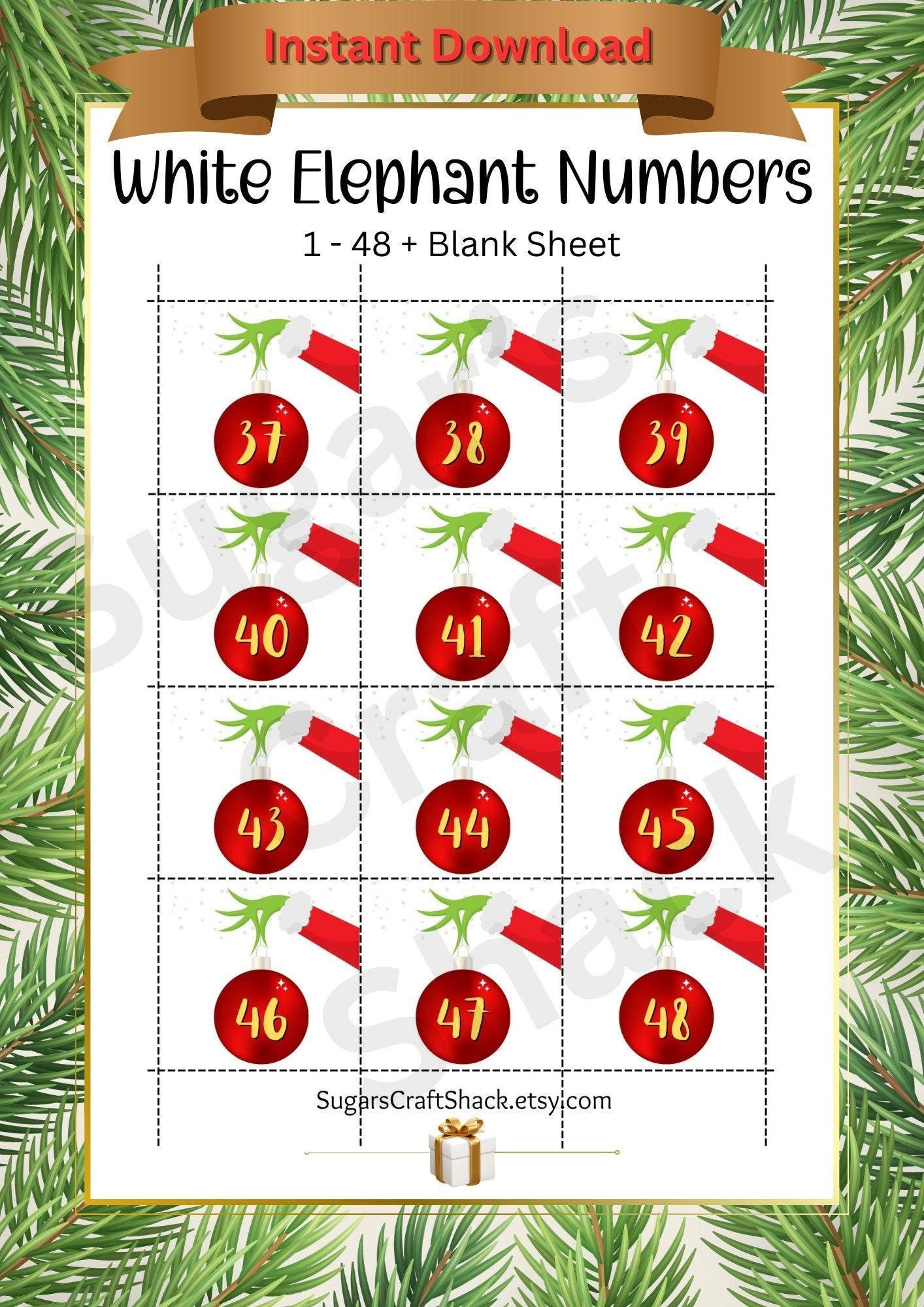 Grinchy - White Elephant Gift Exchange Numbers - Etsy intended for Festive Numbers For White Elephant