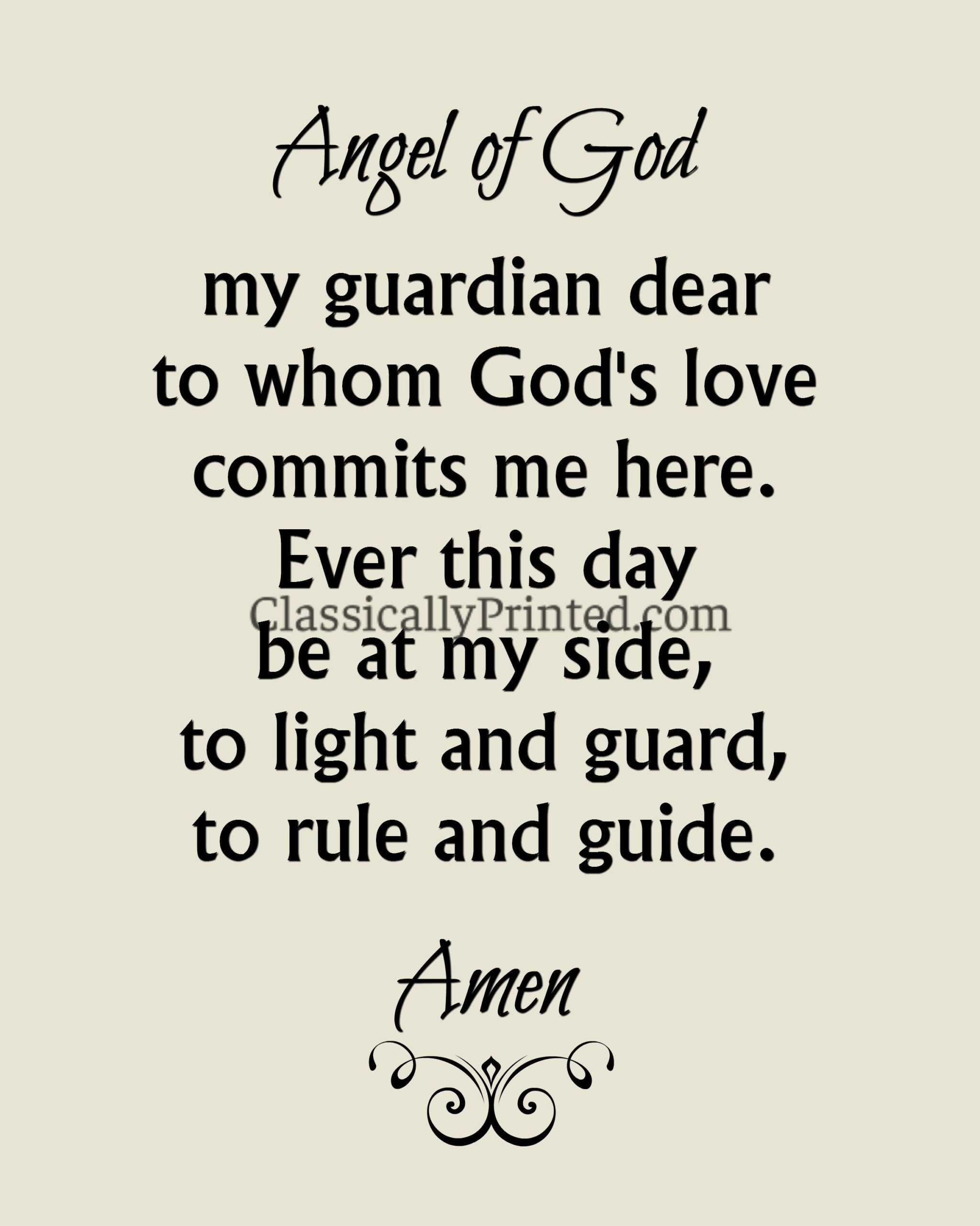 Guardian Angel Prayer Print: Christian Wall Art (5X7, 8X10) Beige pertaining to Guardian Angel Prayer Free Printable