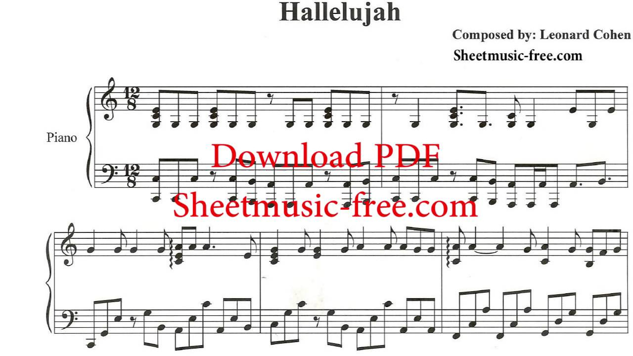 Hallelujah Piano Sheet Music Leonard Cohen with regard to Free Printable Hallelujah Sheet Music