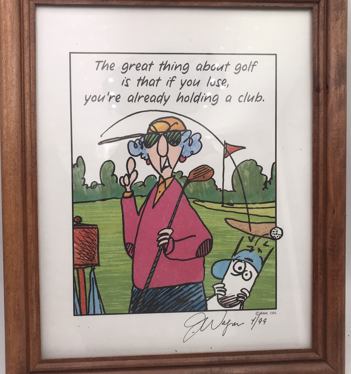 Hallmark Maxine Comic Print Signed 8X10 Framed Golf Clubcreator John Wagner in Maxine Cartoons Printable