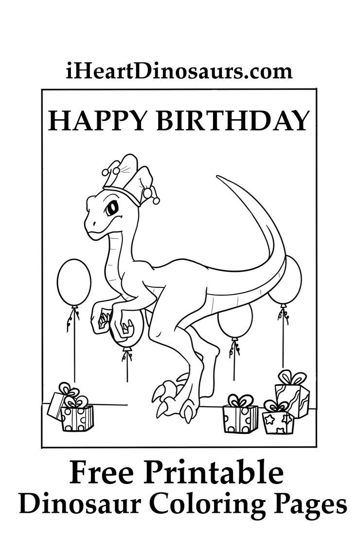 Happy Birthday Dinosaur Coloring Sheet in Dinosaur Birthday Card Printable Free