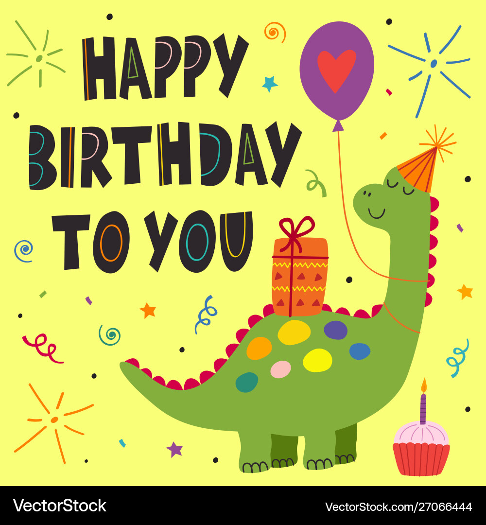 Happy Birthday Dinosaur Vector Images (Over 2,100) pertaining to Dinosaur Birthday Card Printable Free