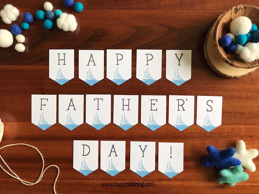 Happy Father&amp;#039;S Day Banner {Free Printable!} - The Art Kit throughout Free Printable Fathers Day Banners