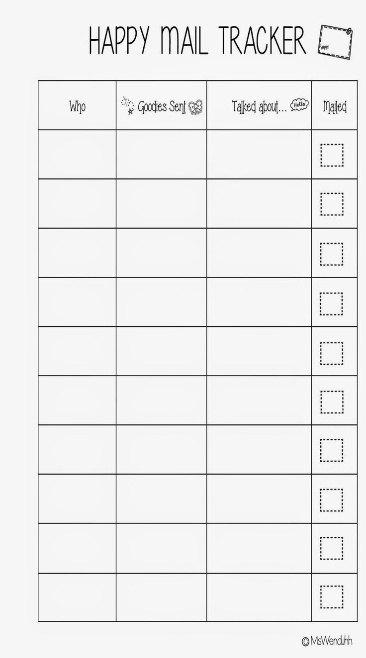 Happy Mail Tracker Free Printables inside Free Pocket Letter Printables