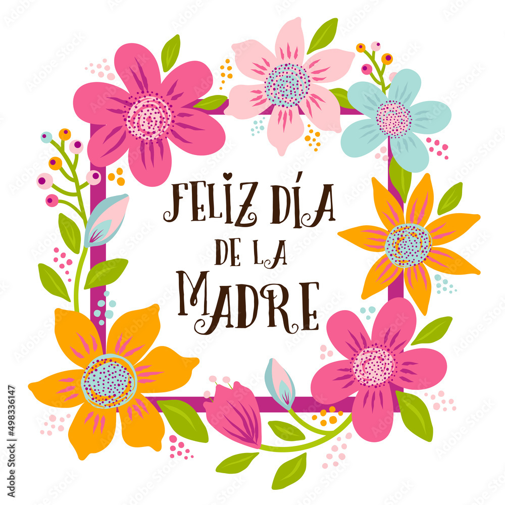 Happy Mothers Day Vector Template. Lettering Spanish Phrase In A inside Free Spanish Mothers Day Cards Printable