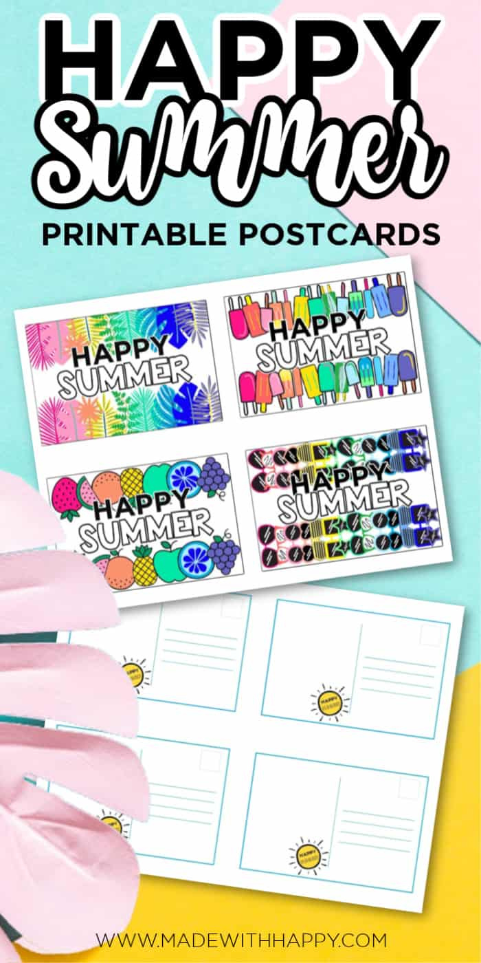 Happy Summer Printable Postcards - Made With Happy within Free Printable Summer Cards