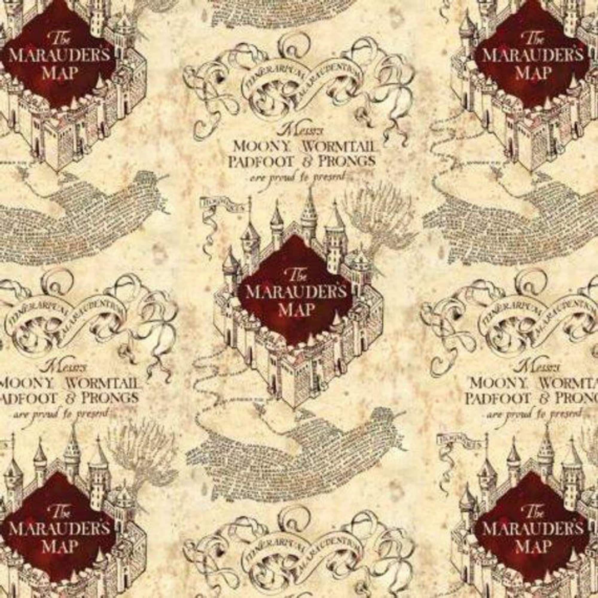 Harry Potter - Marauders Map - Druck 100% Baumwolle - Creme &amp;amp; Wein throughout Marauders Map Printable