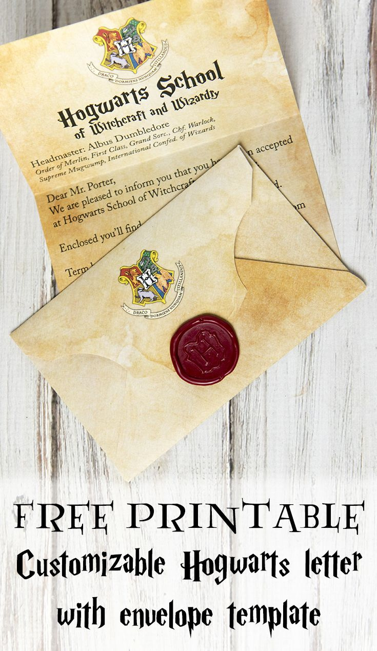 Harry Potter Printables regarding Harry Potter Letter Free Printable