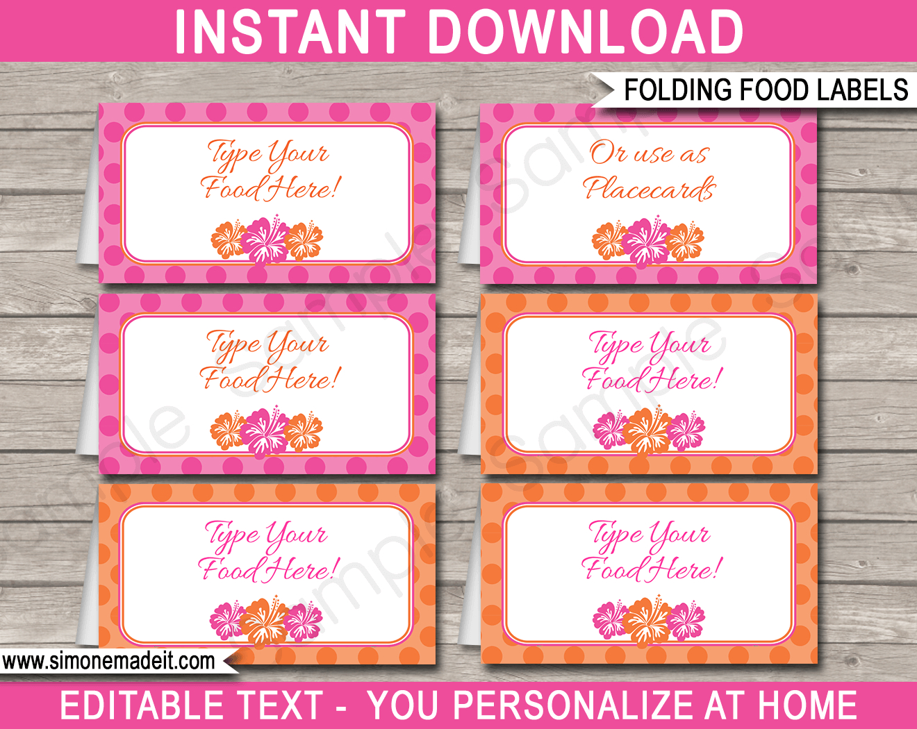 Hawaiian Luau Party Food Labels Template throughout Free Printable Hawaiian Food Labels
