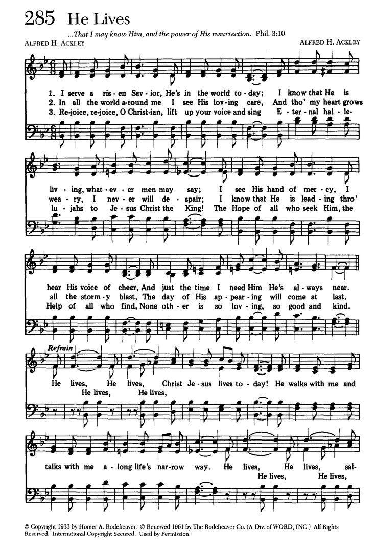 He Lives! - Hymn Sheet Music for Free Printable Black Gospel Sheet Music