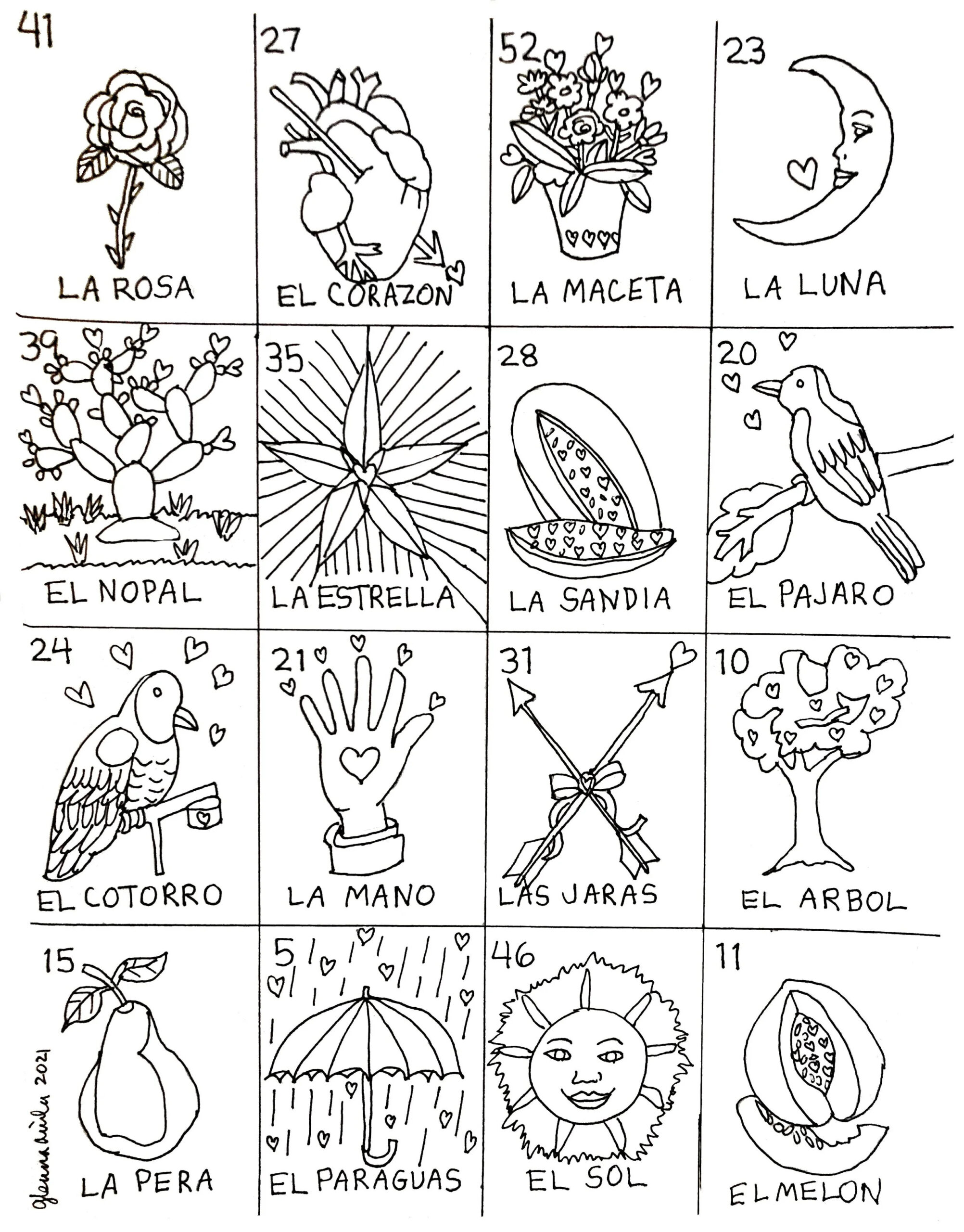 Heart Coloring Page, Day 17 Featuring Glenna Avila — Plaza De La Raza within Free Printable Loteria Card Coloring Pages