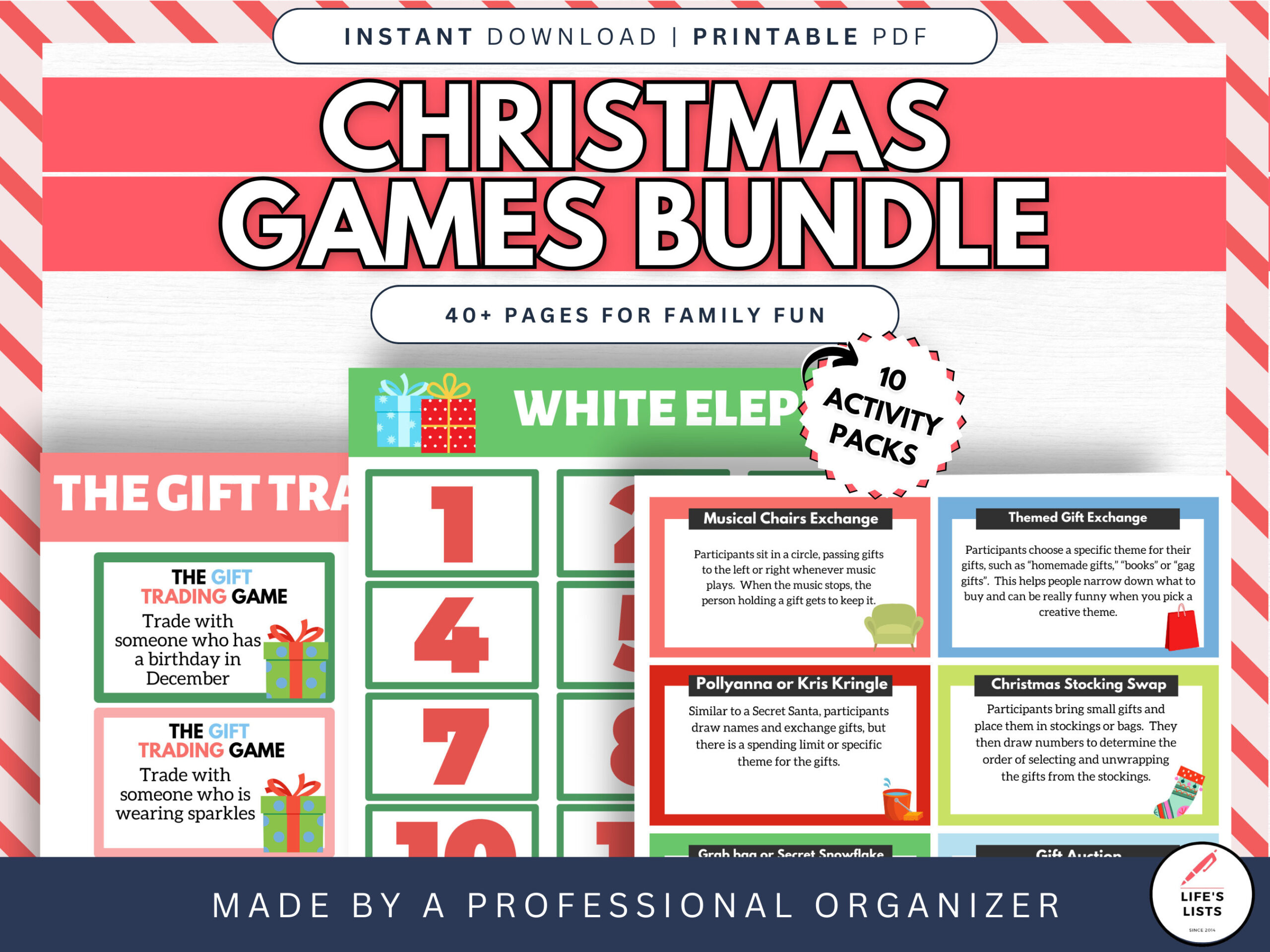 Holiday Games Printable Bundle | White Elephant | Secret Santa within White Elephant Numbers Printable 1-15