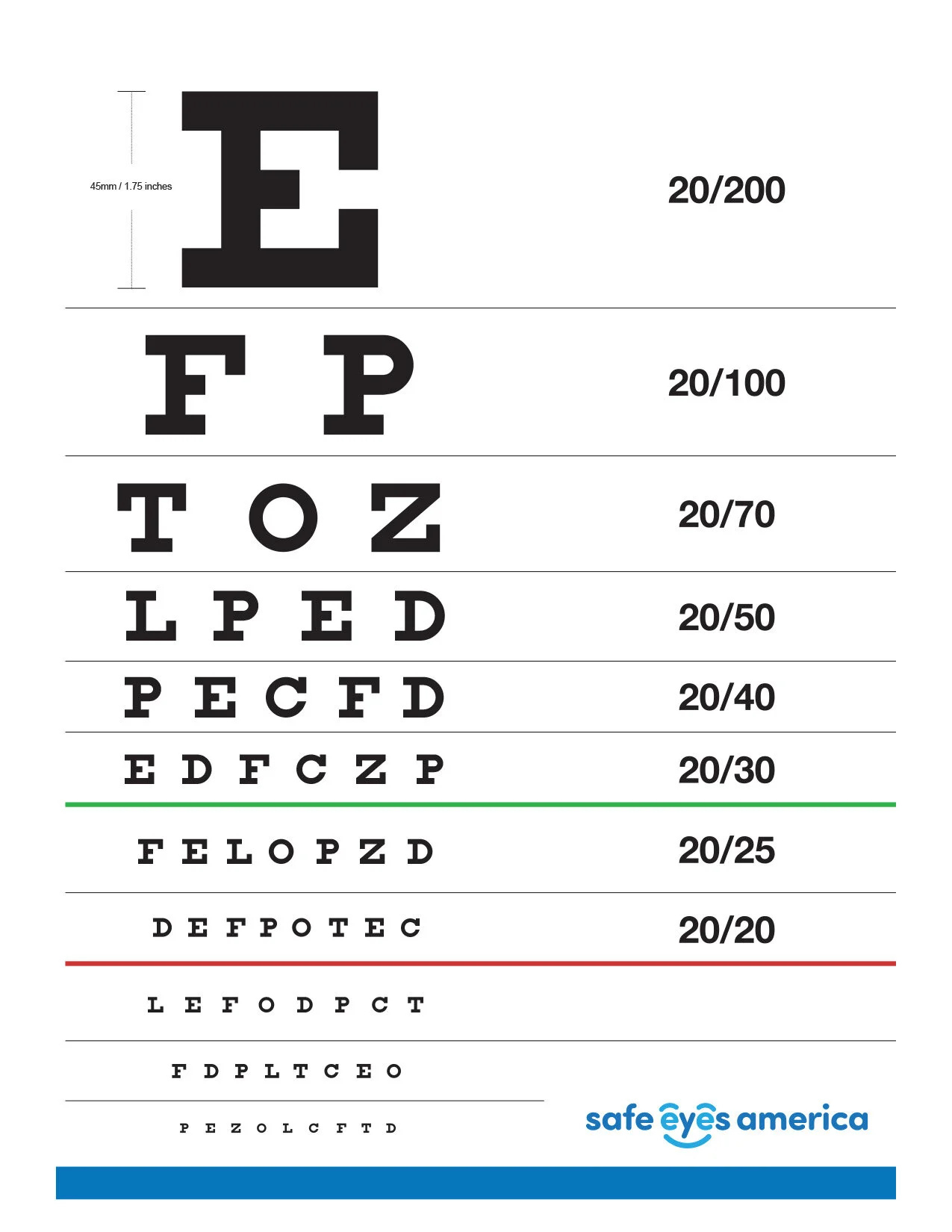 Home Eye Test — Safe Eyes America intended for Free Printable Snellen Eye Test Chart