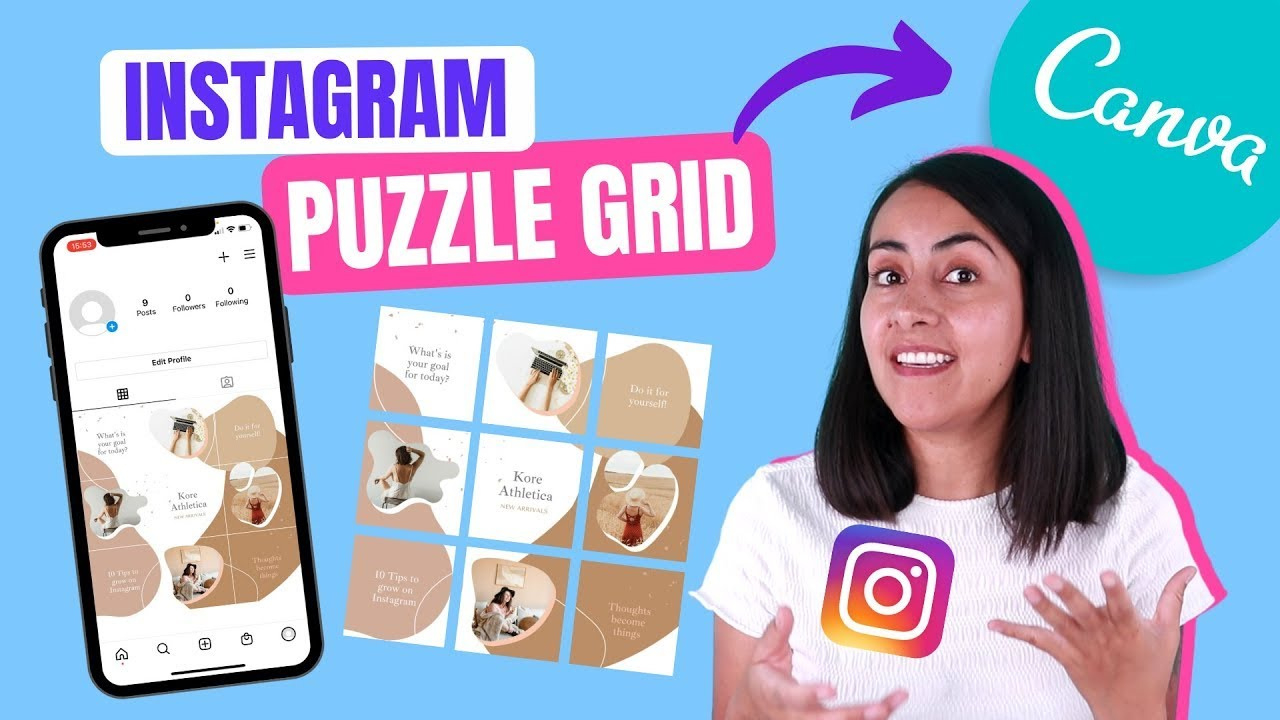 How To Make An Instagram Puzzle Feed With Canva - Free, Fun And Easy! with Free Instagram Puzzle Template Canva