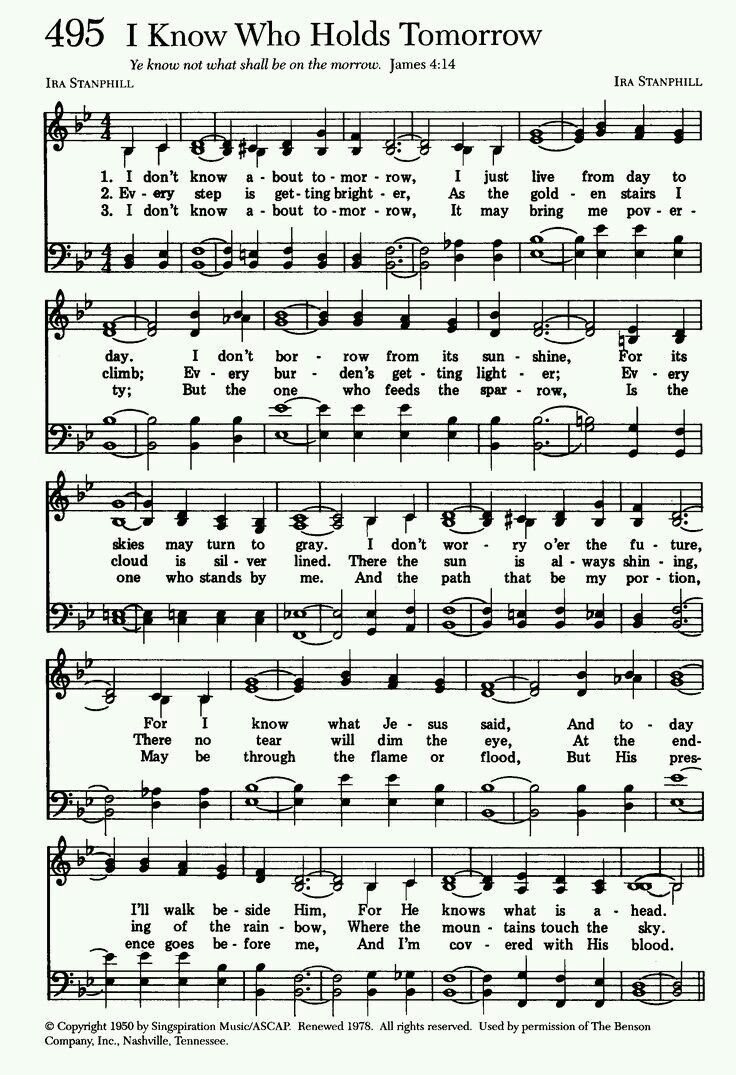 I Know Who Holds Tomorrow for Free Printable Black Gospel Sheet Music