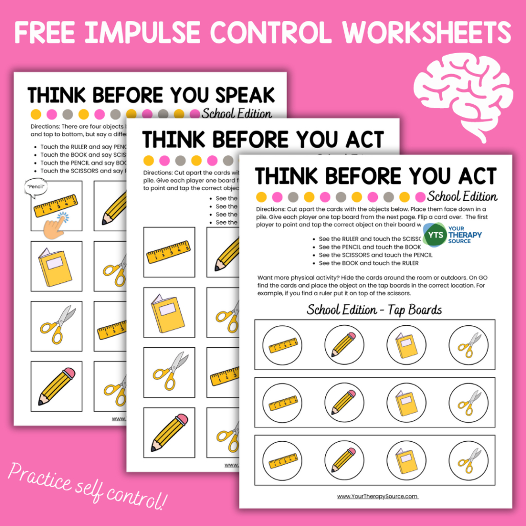Impulse Control Worksheets - Free - Your Therapy Source in Free Printable Self Control Worksheets