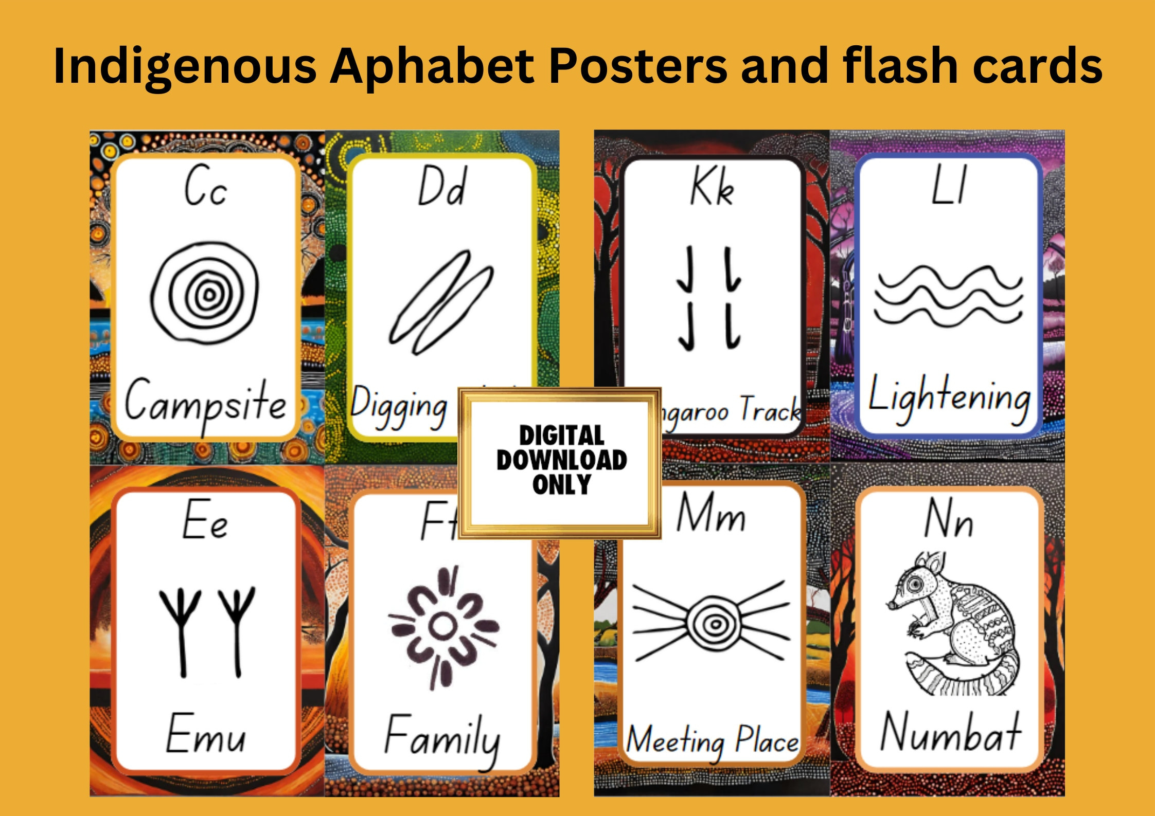 Indigene Alphabet Bildkarten Und Poster, Aborigine Symbole pertaining to Aboriginal Alphabet Flash Cards Free Printable