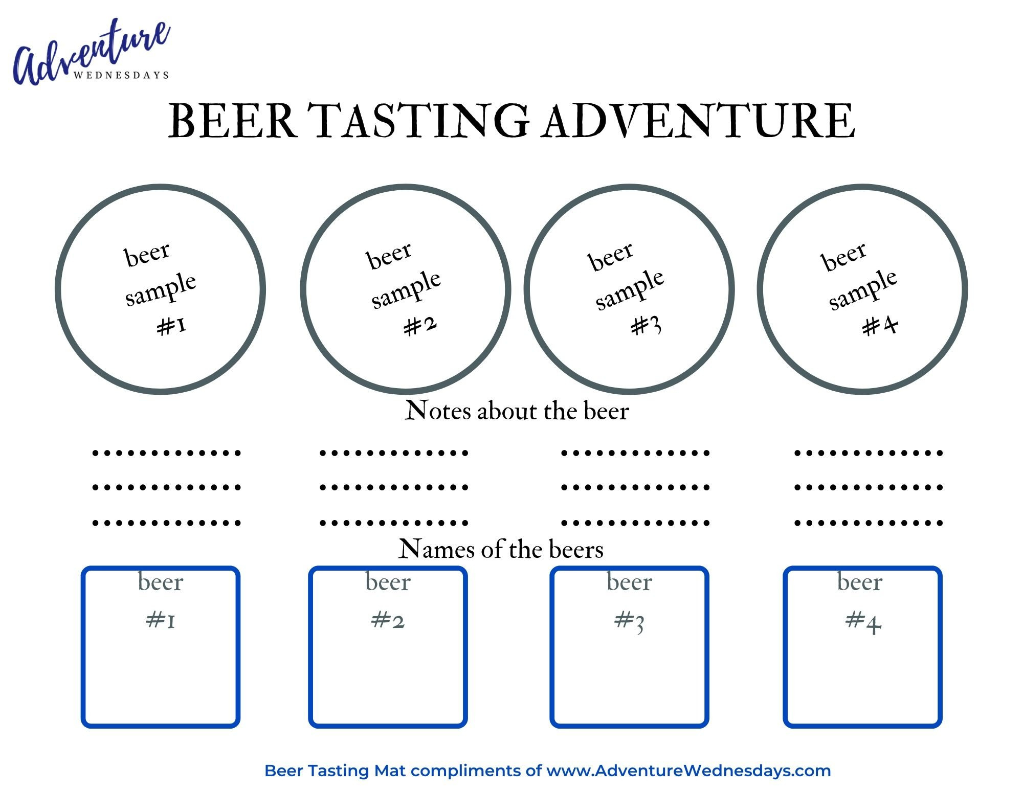 Intro To Beer Tasting &amp;amp; Flights - Adventurewednesdays with Beer Tasting Free Printables