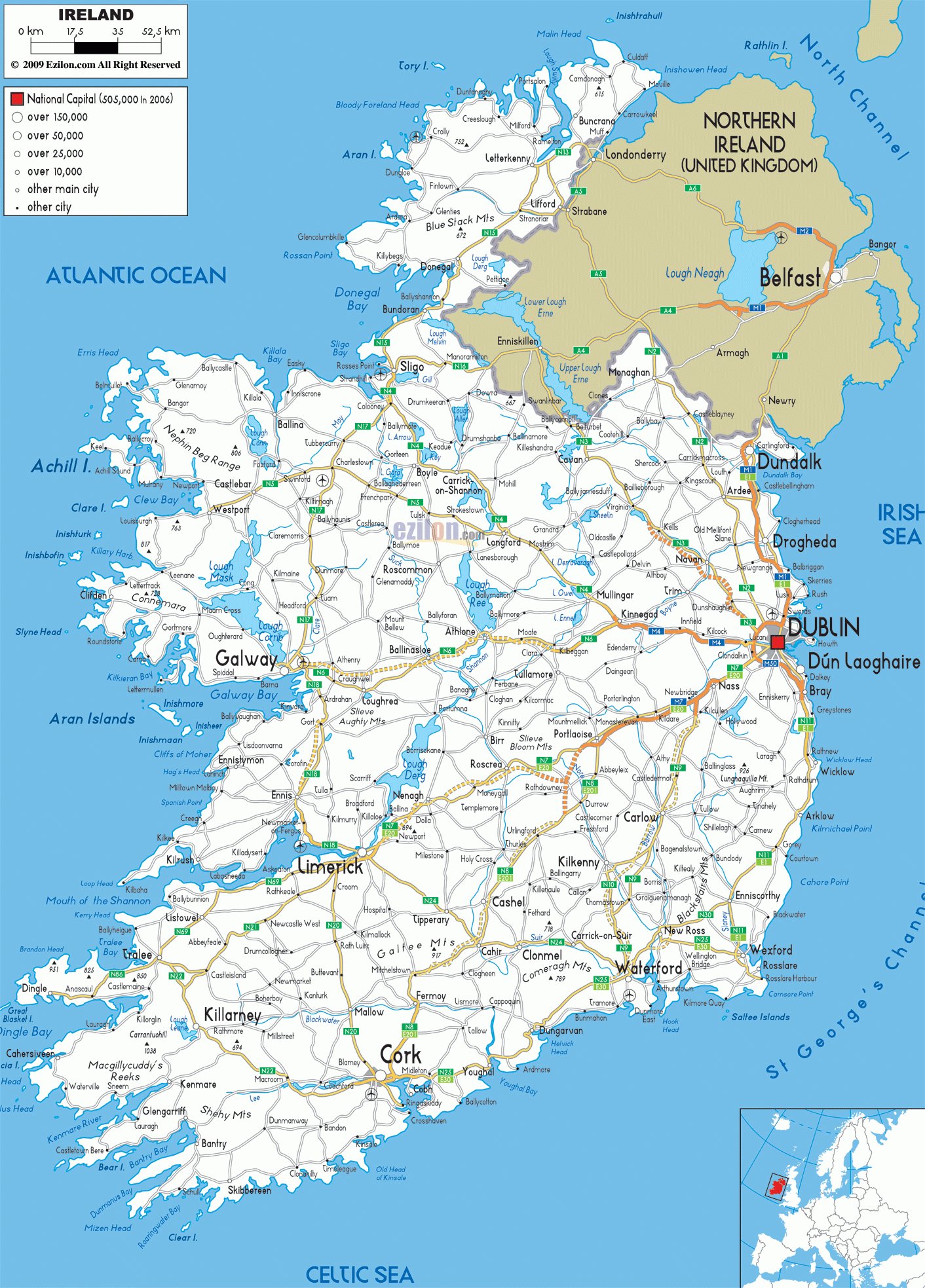 Ireland Road Map: Highways, Motorways, And Scenic Routes Explained with Map Of Ireland Printable Free