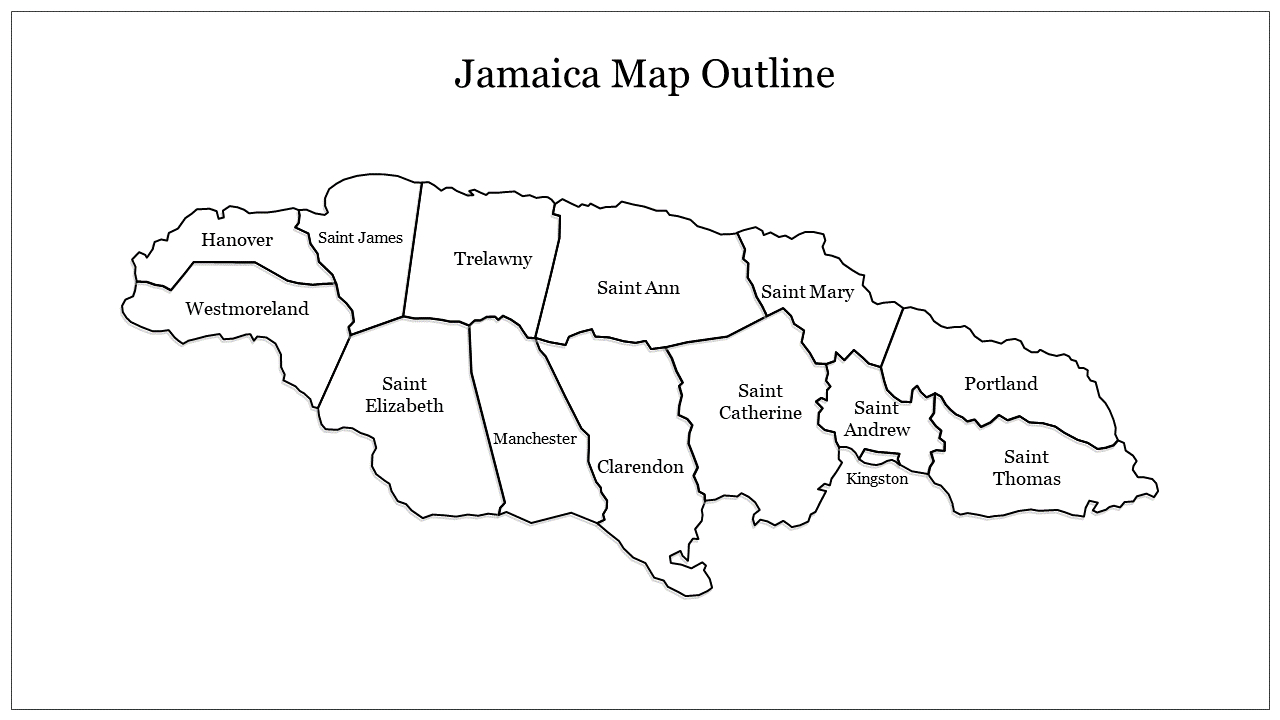 Jamaica Map Outline Ppt Template And Google Slides with Free Printable Map of Jamaica