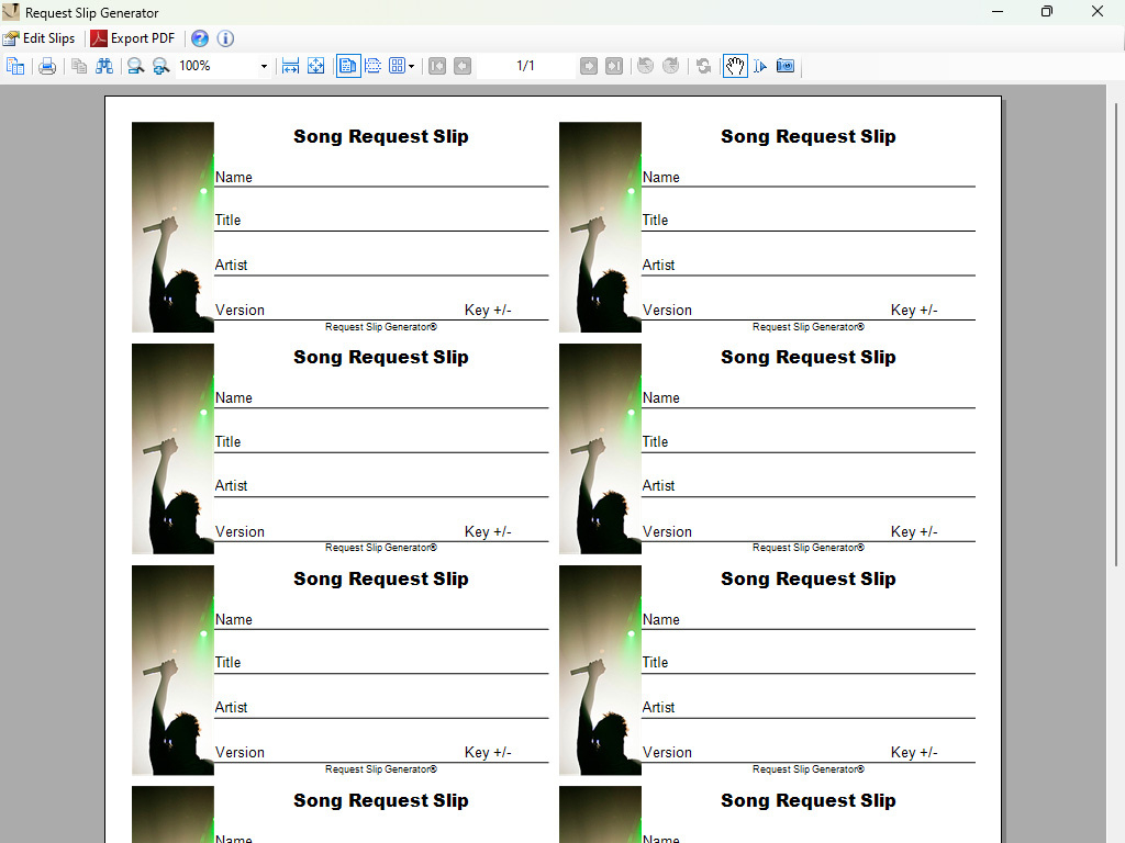 Karaosoft Request Slip Generator - Karaoke Song Request Slip intended for Free Karaoke Slips Printable