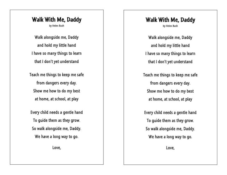 Walk Alongside Me Daddy Poem Free Printable