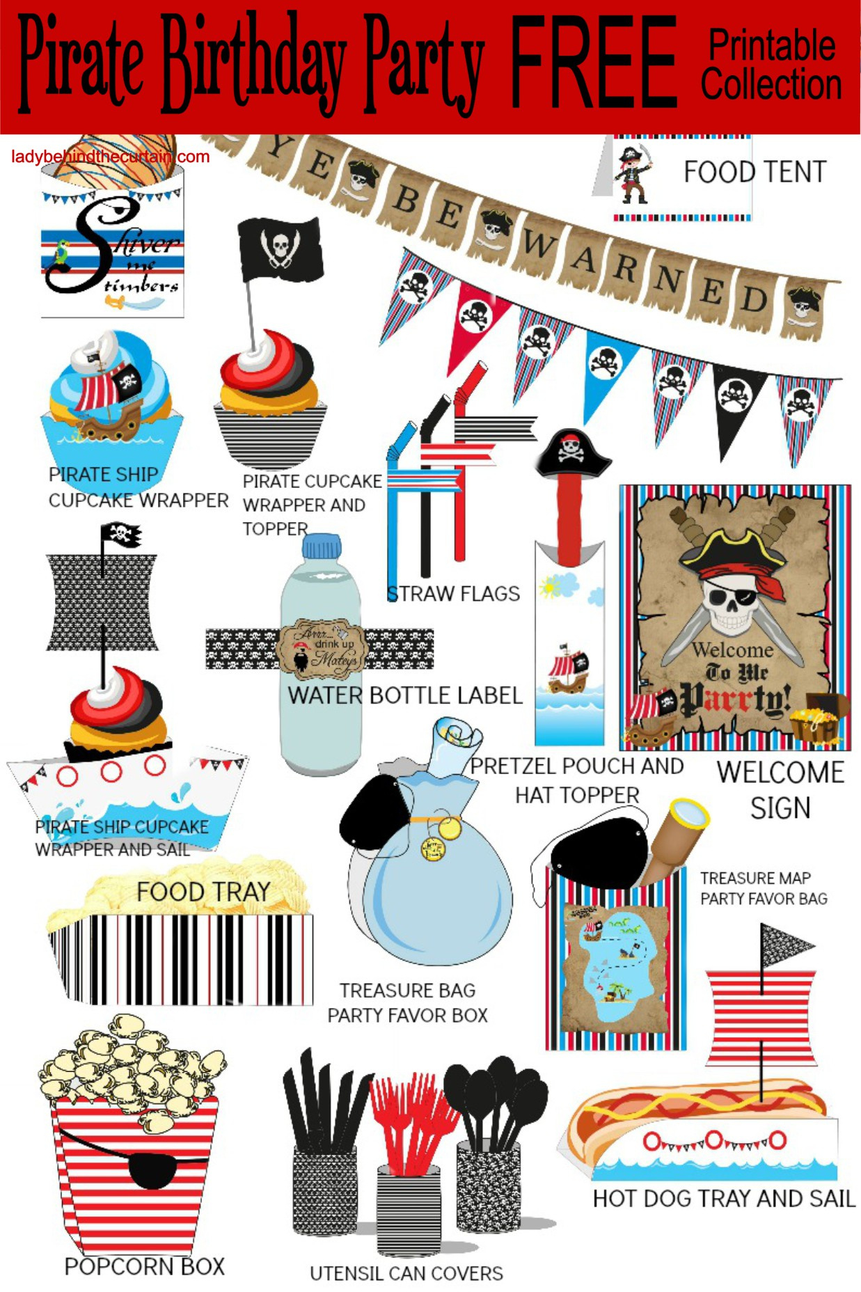 Kids Pirate Birthday Party Free Printable Collection inside Free Printable Pirate Signs