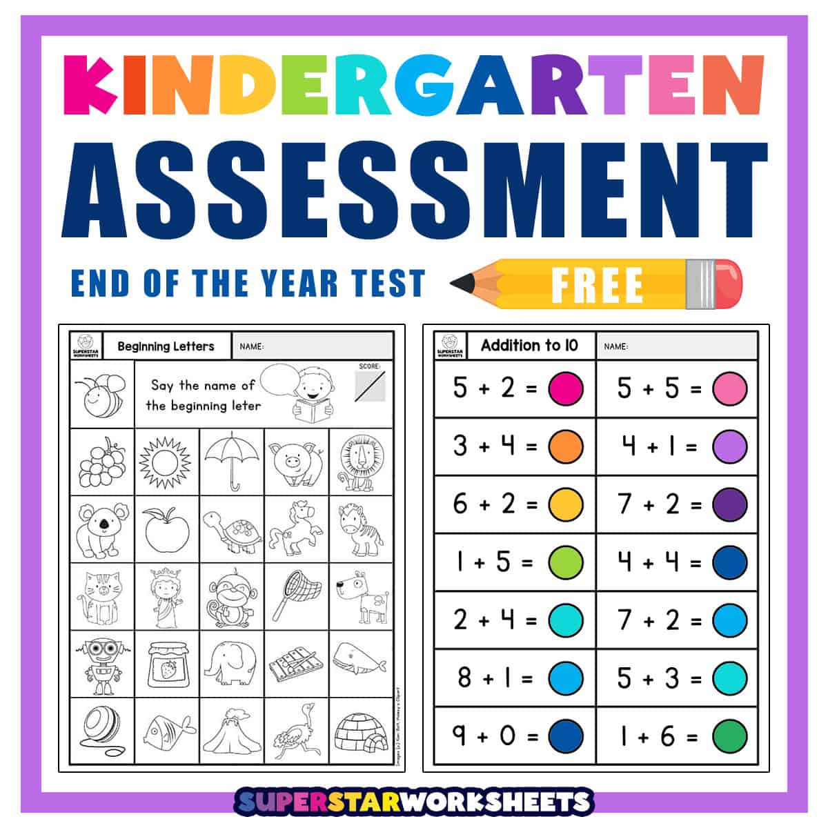 Kindergarten Assessment Worksheets - Superstar Worksheets with Free Printable Placement Test