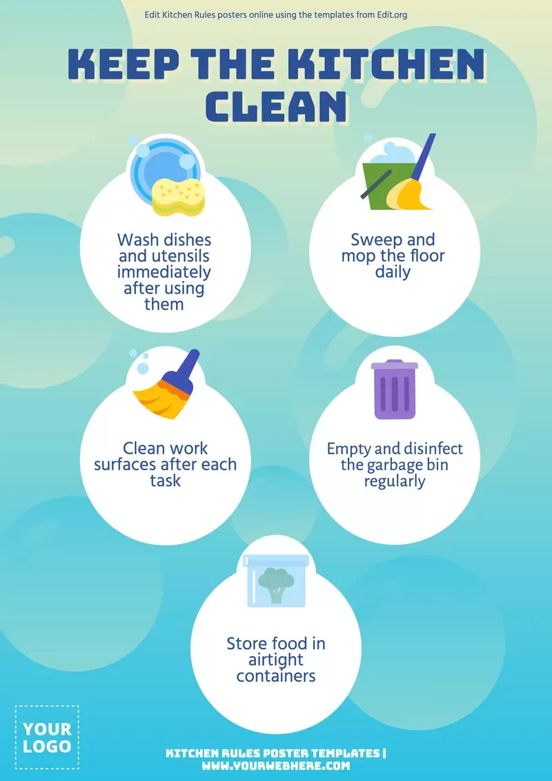 Kitchen Rules Sign Templates To Customize for Free Printable Keep Kitchen Clean Signs