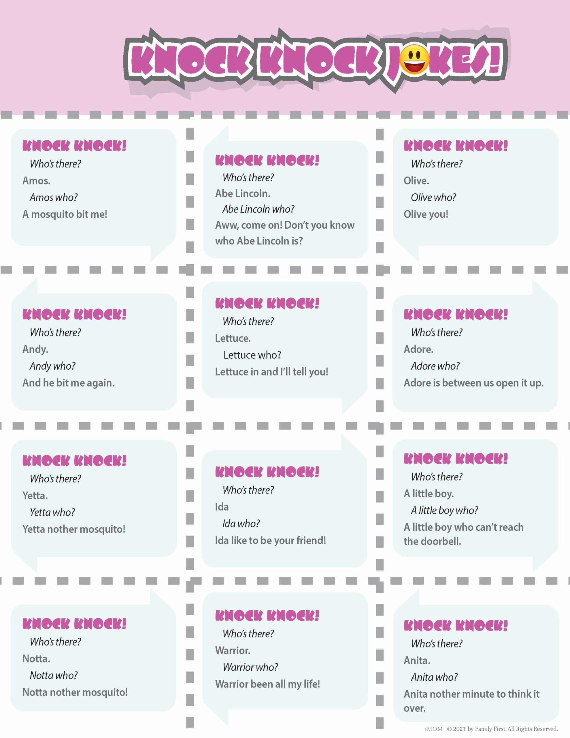 Knock Knock Jokes - Imom pertaining to Free Printable Adult Jokes