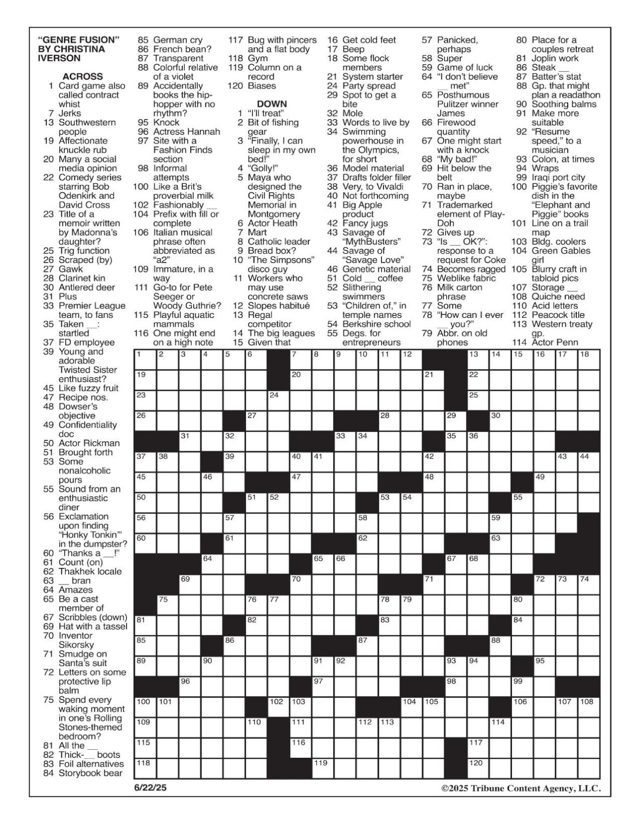 La Times Crossword: June 22, 2025 | Crosswords | Yakimaherald regarding Free La Times Printable Crossword