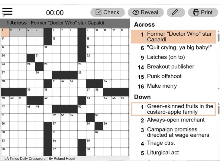 Free La Times Printable Crossword