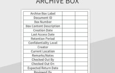 Label For A Document Archive Box Excel Template And Google Sheets within Box File Label Template Free Download