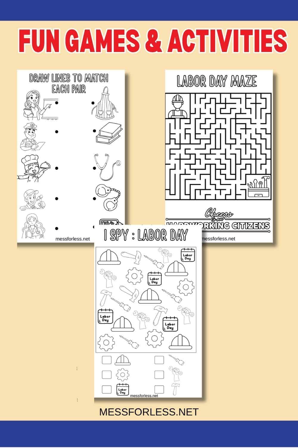 Labor Day Printable Activity Book - Mess For Less in Free Printable Labor Day Activities